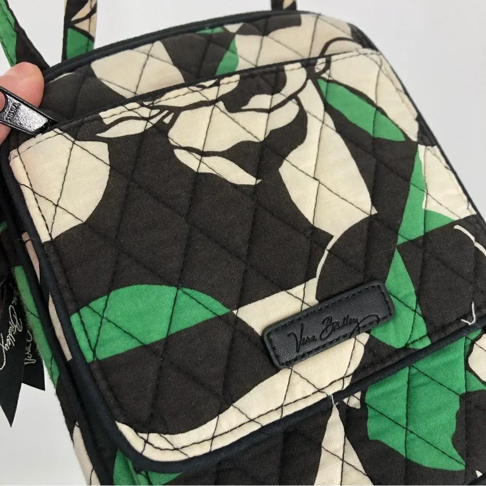 Vera Bradley‎ Hipster Purse Green White Black Quilted Small Crossbody